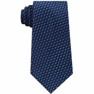 MICHAEL KORS Navy Blue Green Woodland Geometric Silk Classic Tie